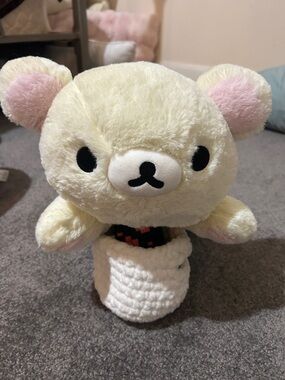 San-X Rilakkuma Korilakkuma Cream & Pink Plush Stuffed Animal